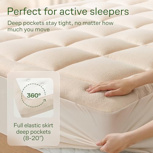 Cooling Bamboo-Blend Pillow Top Mattress Pad for Comfort
