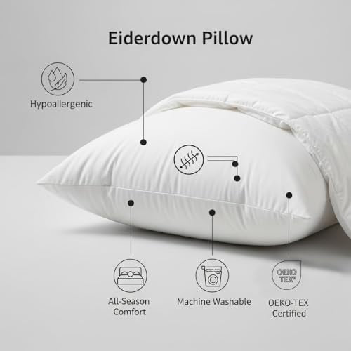 Ultra-Luxury 100% Pure Eiderdown Bed Pillow for Sleeping