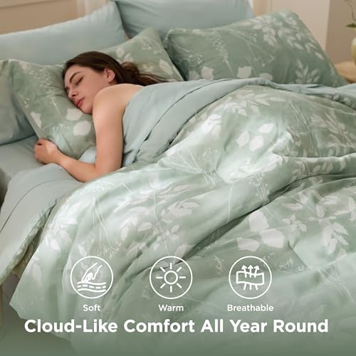 Reversible Floral Bed-in-a-Bag Comforter Set with Sheets