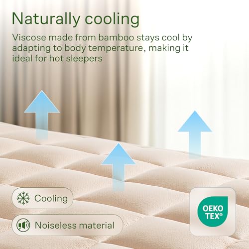 Cooling Bamboo-Blend Pillow Top Mattress Pad for Comfort