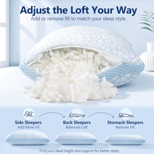 Cooling Shredded Memory Foam Pillow for Comfortable Sleep