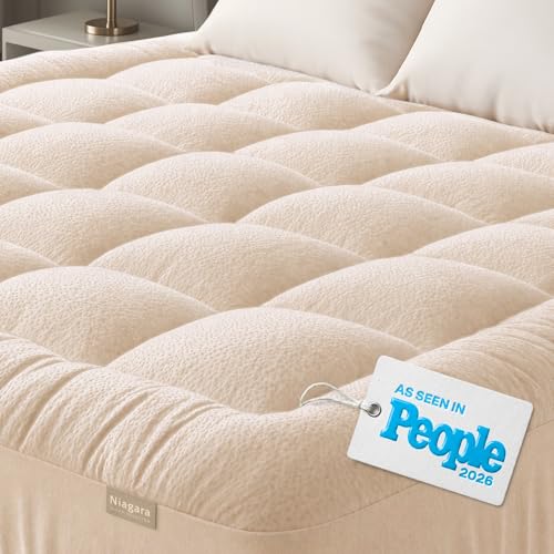 Cooling Bamboo-Blend Pillow Top Mattress Pad for Comfort
