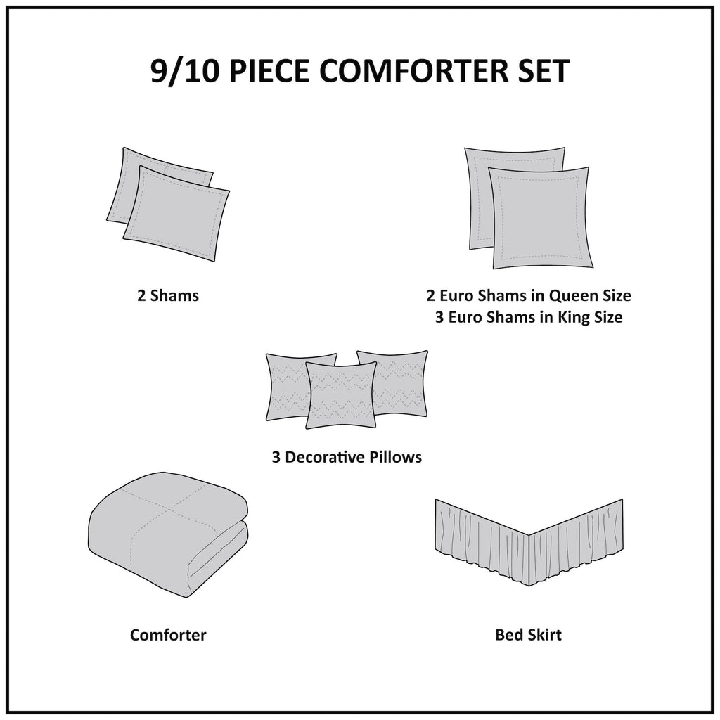 10-Piece King Jacquard Comforter Bedding Set in Brown