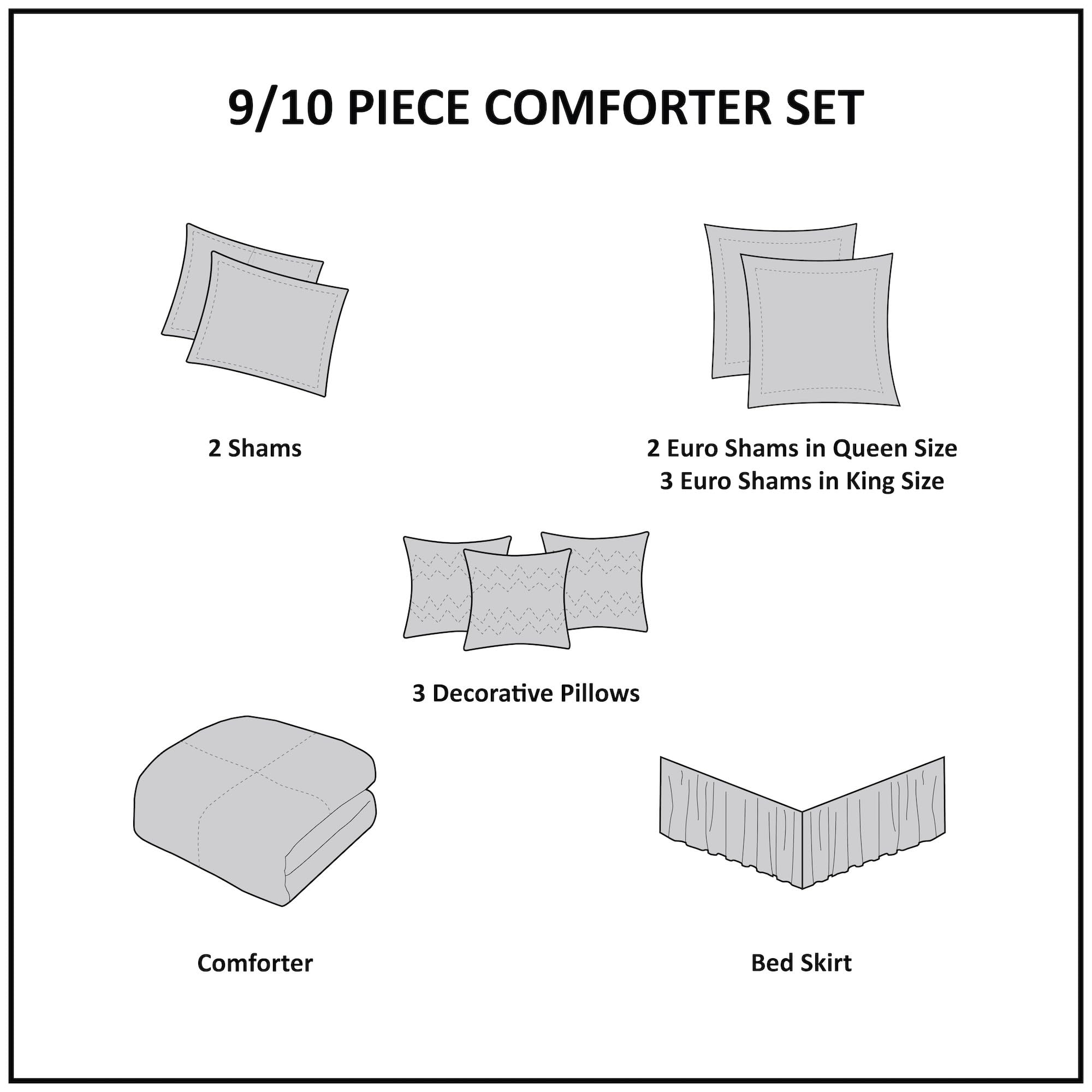10-Piece King Jacquard Comforter Bedding Set in Brown