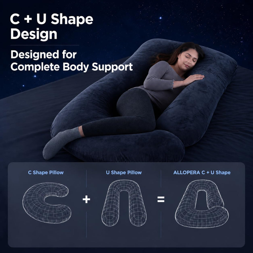 57-Inch Full Body Pregnancy Pillow with Velvet Cover