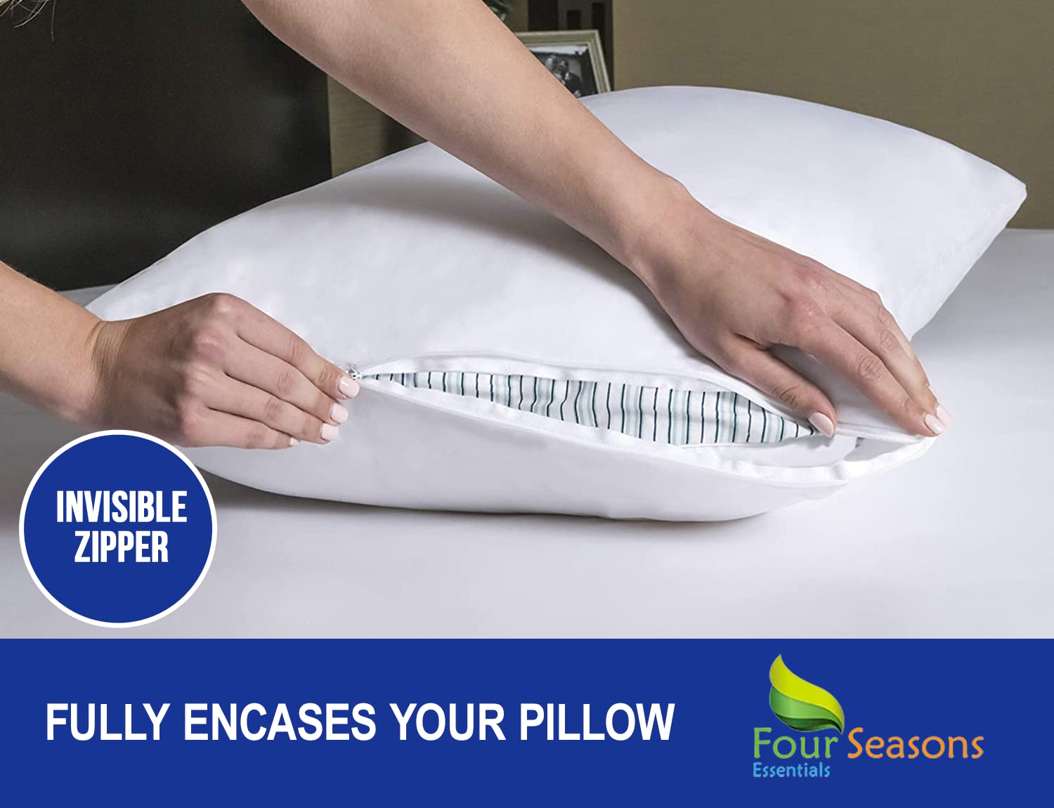 Premium Zippered Pillow Protector Covers 2-Pack
