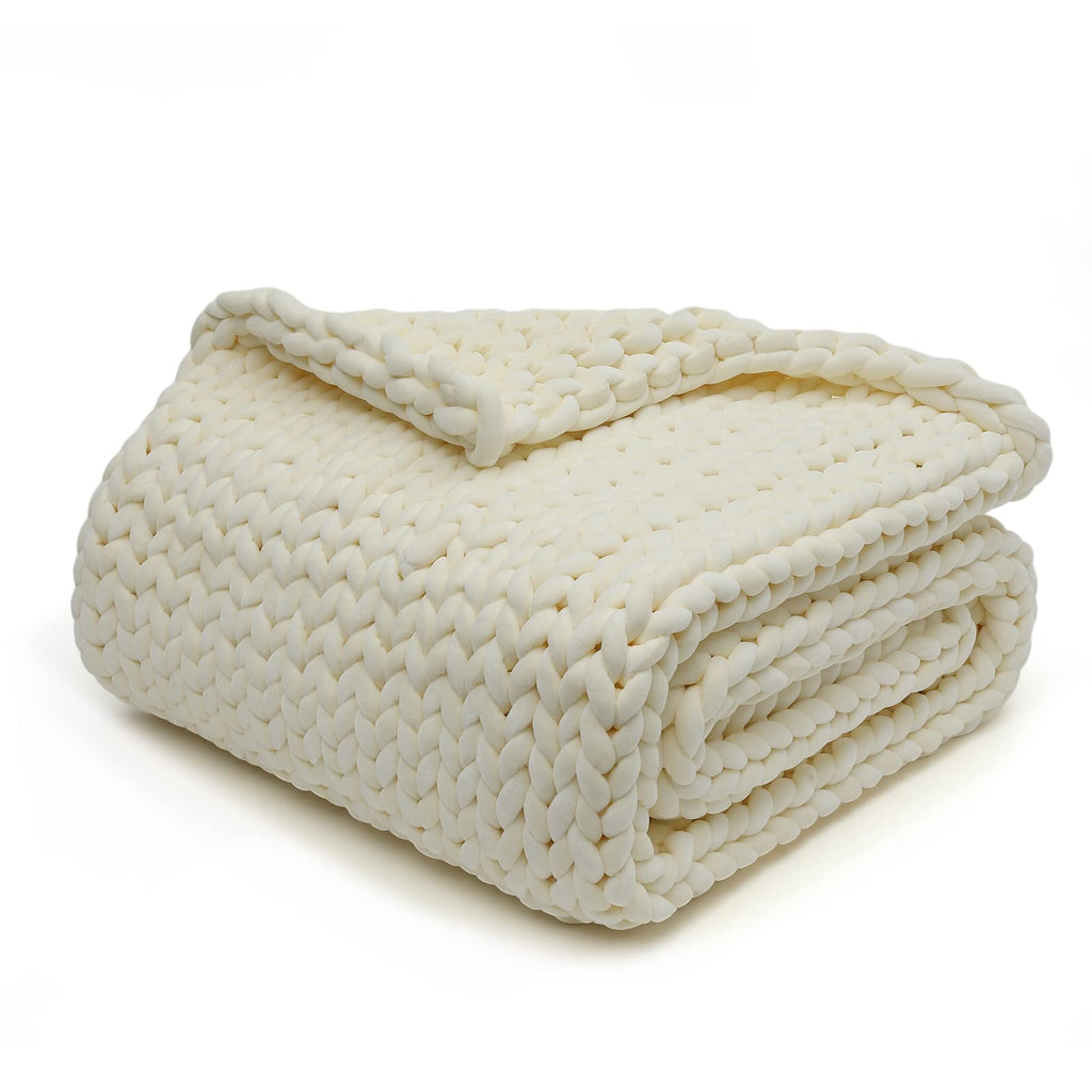 Chunky Knit Weighted Blanket with Breathable Cozy Design