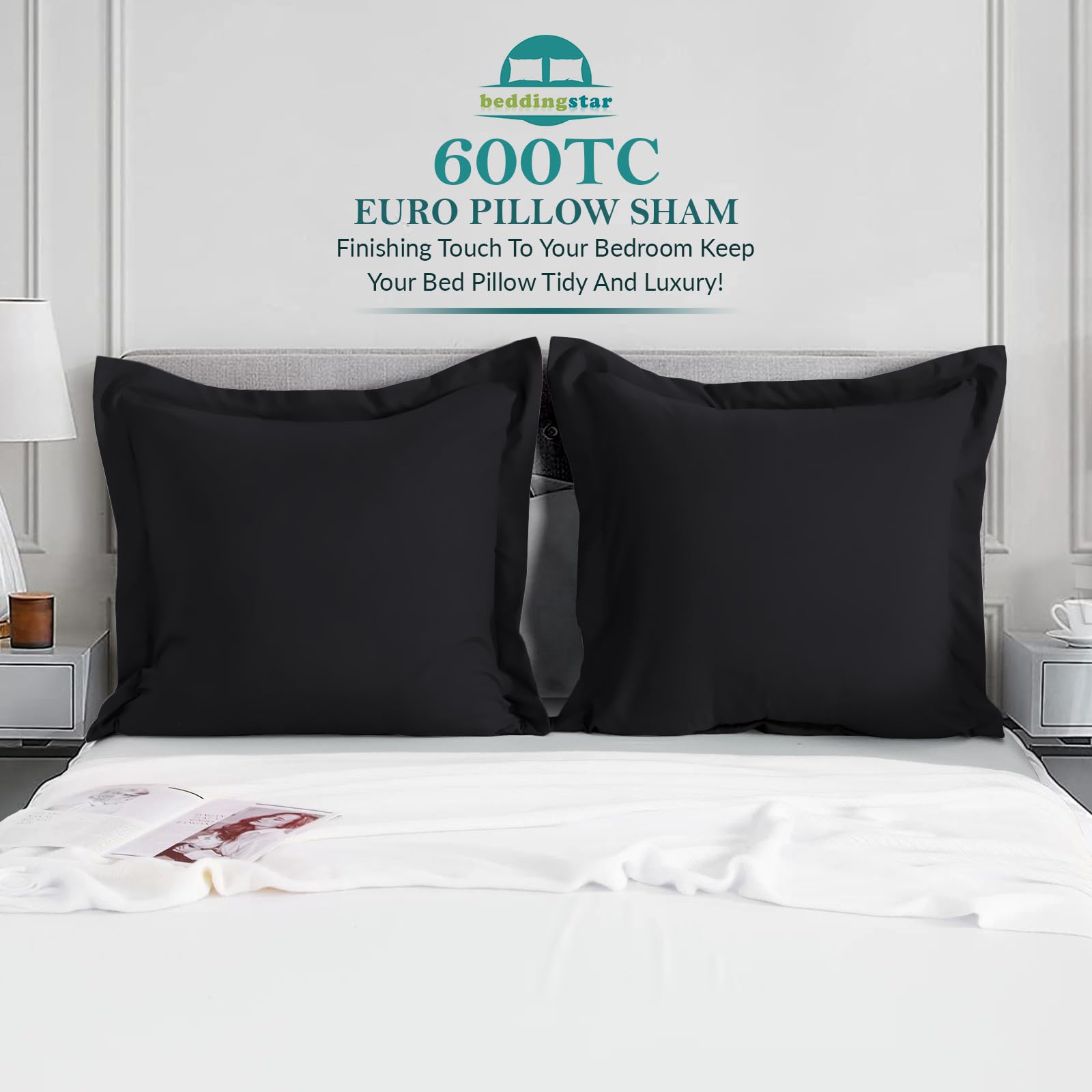 600 Thread Count Egyptian Cotton Pillow Shams Set of 2