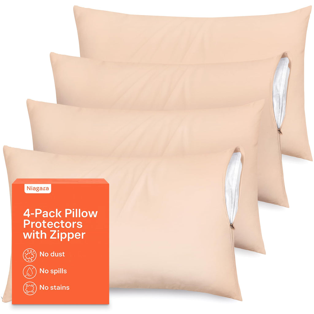 Soft Microfiber Zippered Pillow Protector Cover