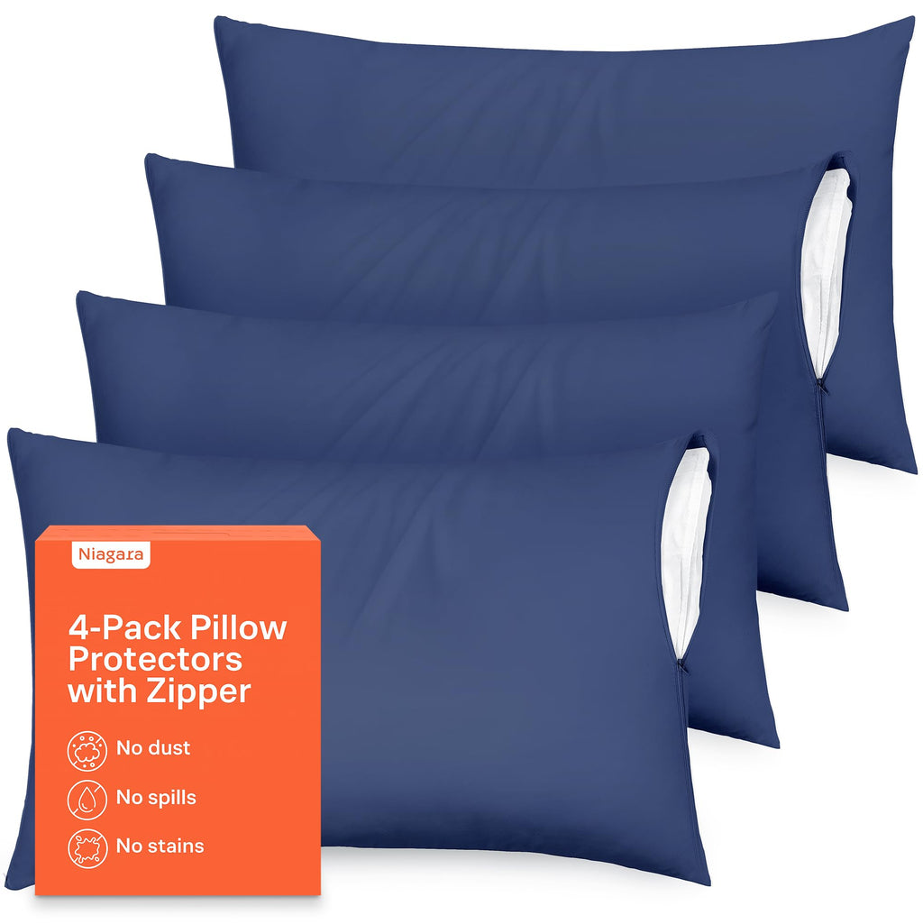 Soft Microfiber Zippered Pillow Protector Cover