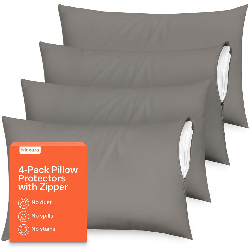 Soft Microfiber Zippered Pillow Protector Cover