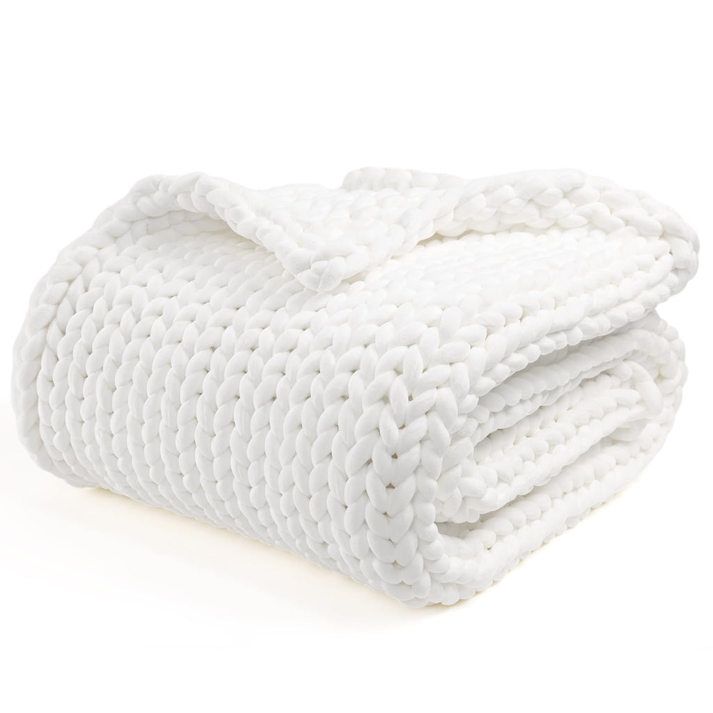 Chunky Knit Weighted Blanket with Breathable Cozy Design