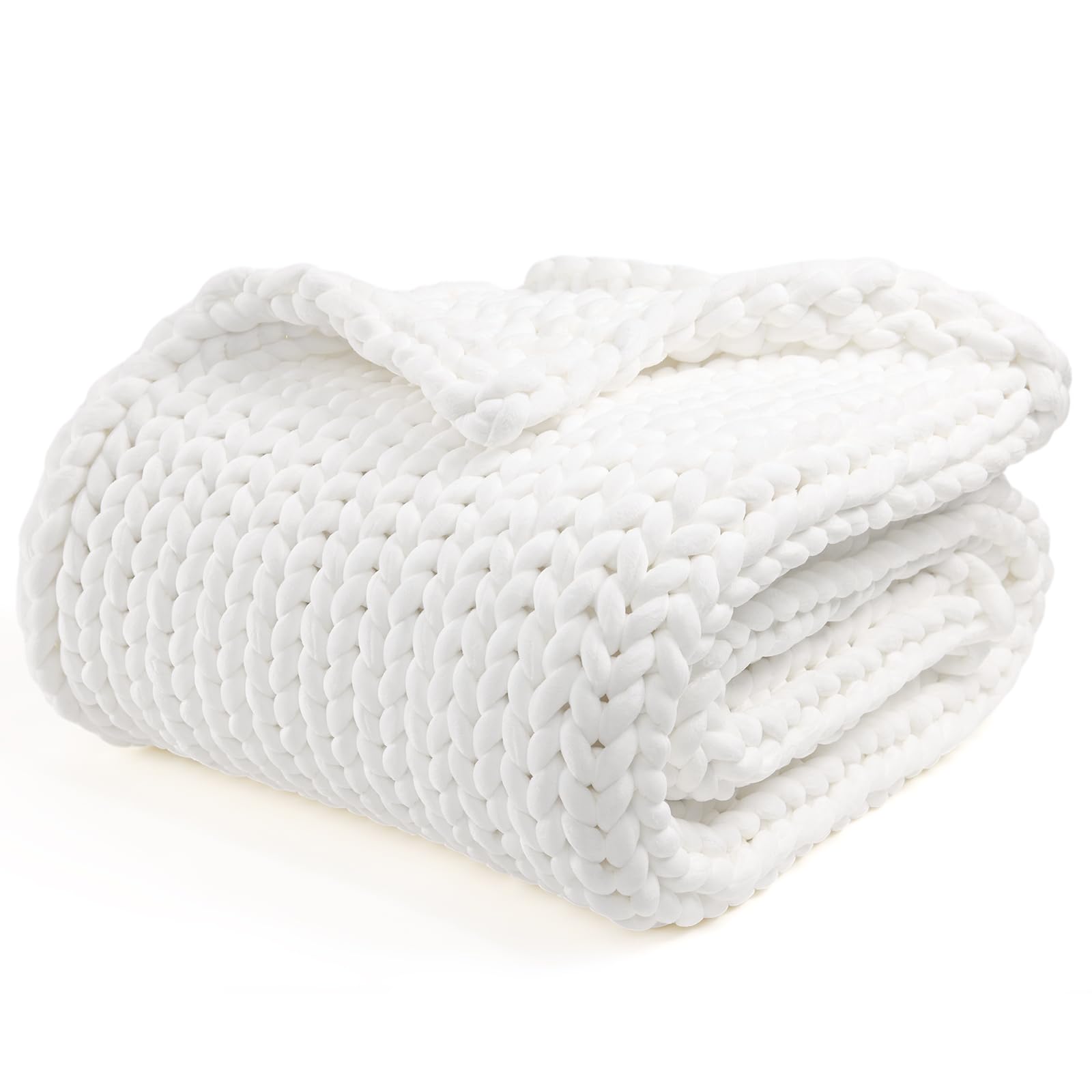 Chunky Knit Weighted Blanket with Breathable Cozy Design