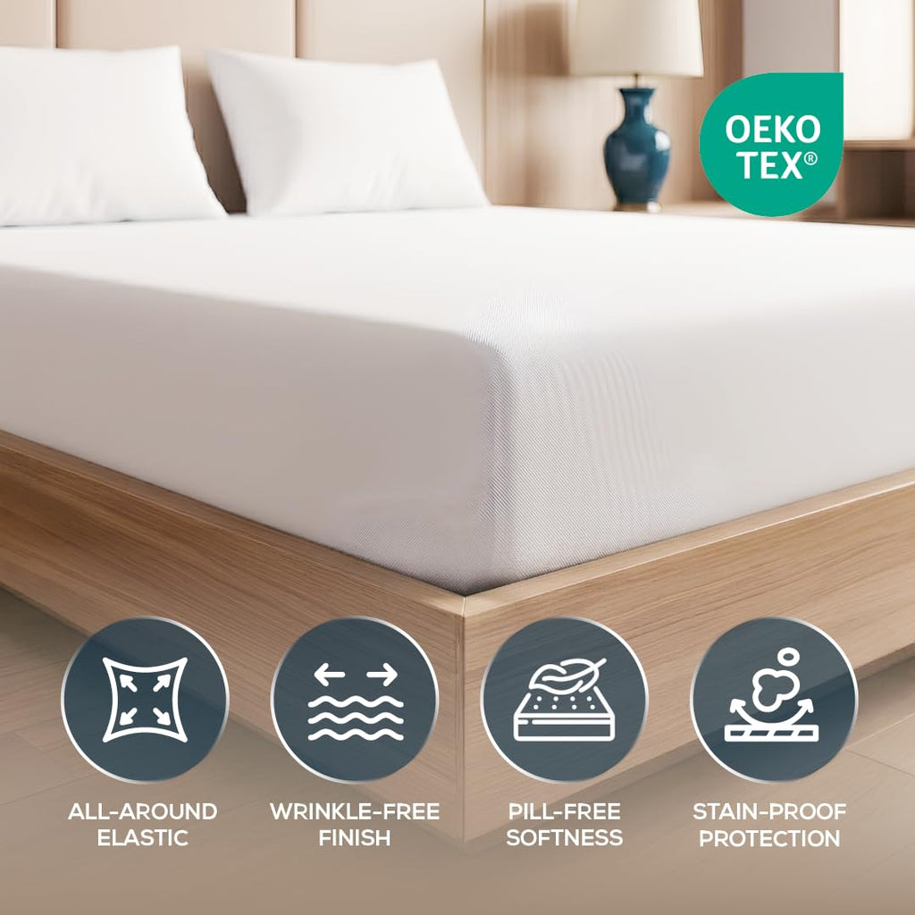 Bulk 20-Pack Queen Hotel Fitted Bed Sheets in White