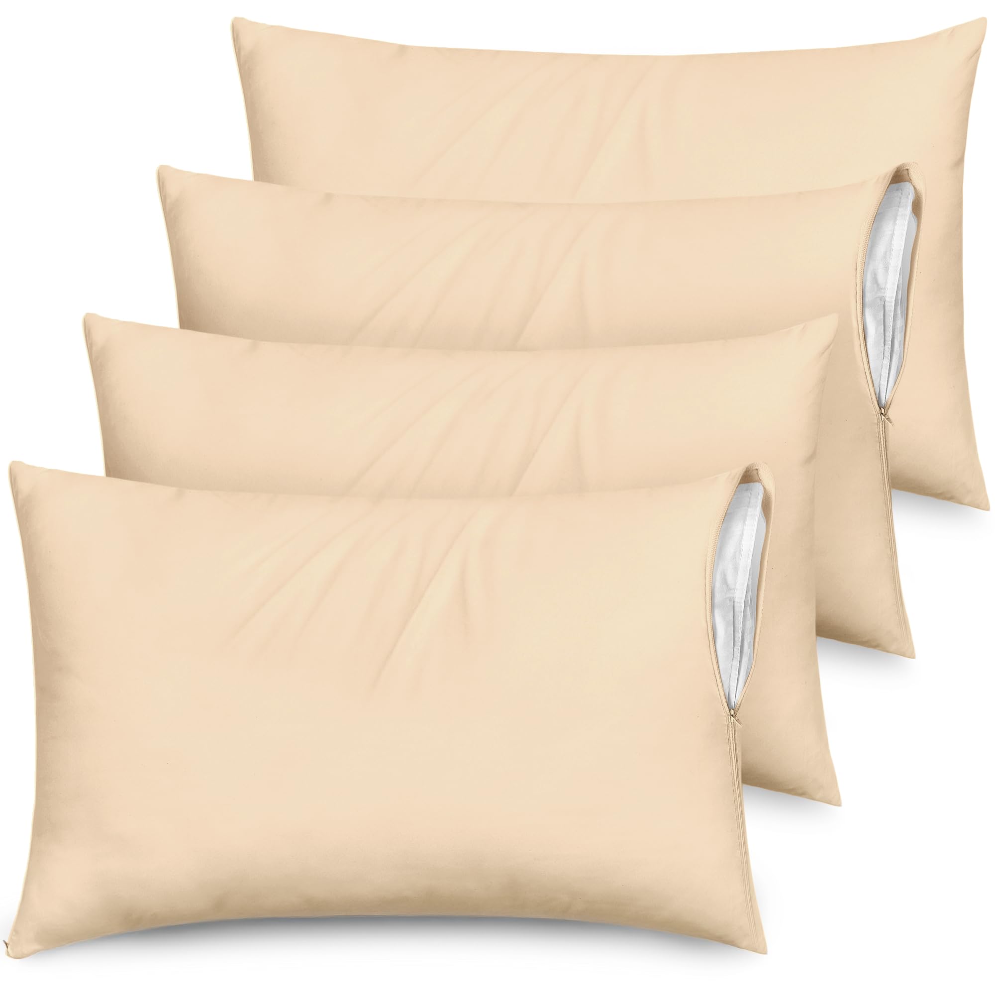 Soft Microfiber Zippered Pillow Protector Cover
