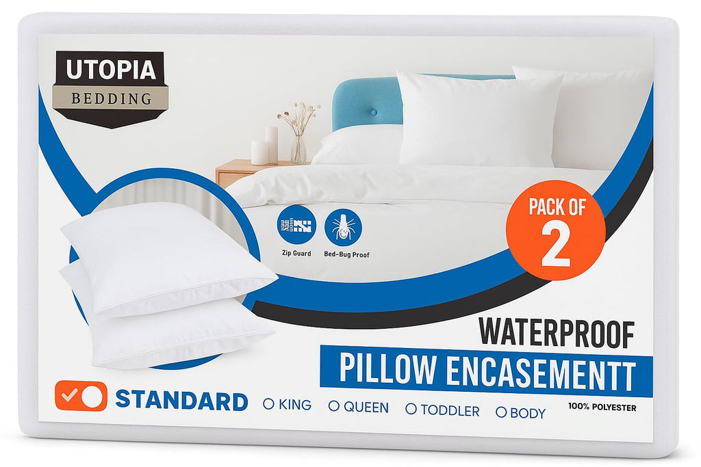 Waterproof Zippered Pillow Protectors with Bed Bug Barrier