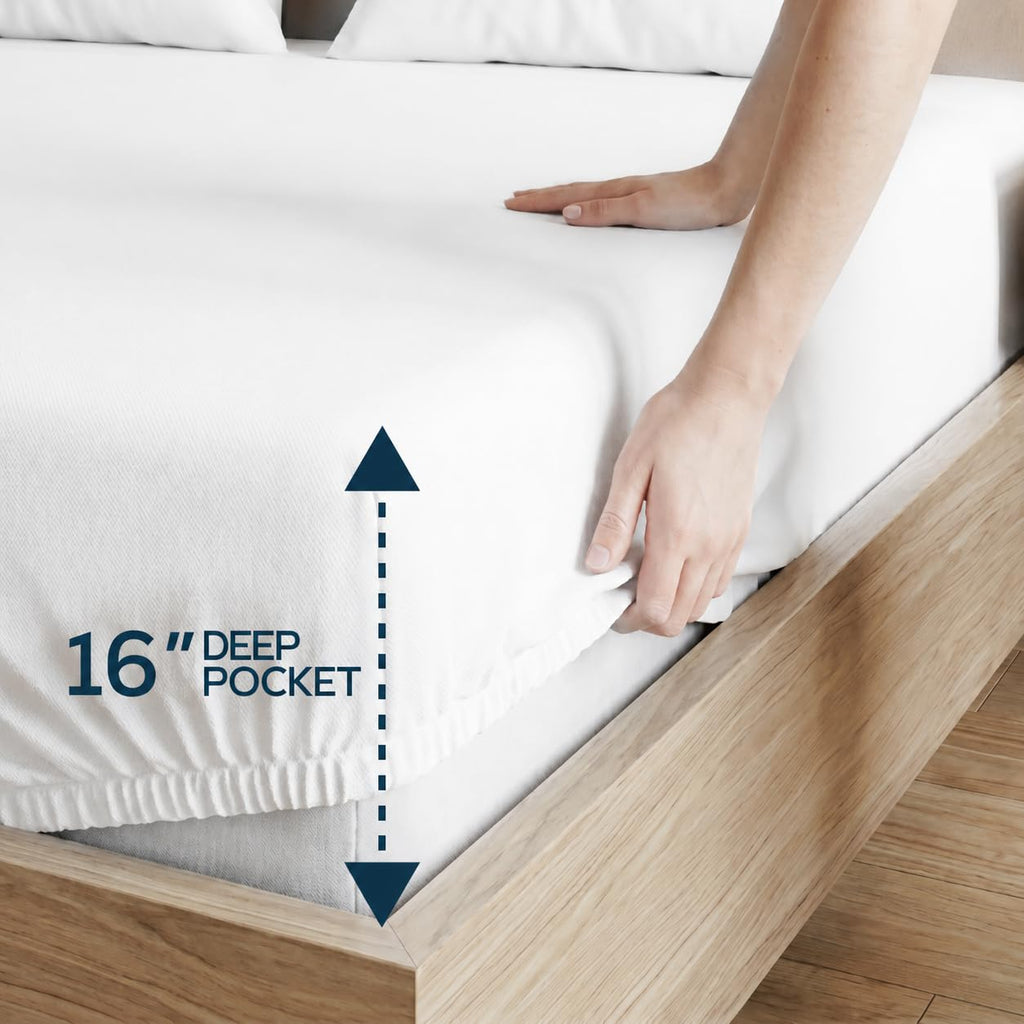 Bulk 20-Pack Queen Hotel Fitted Bed Sheets in White