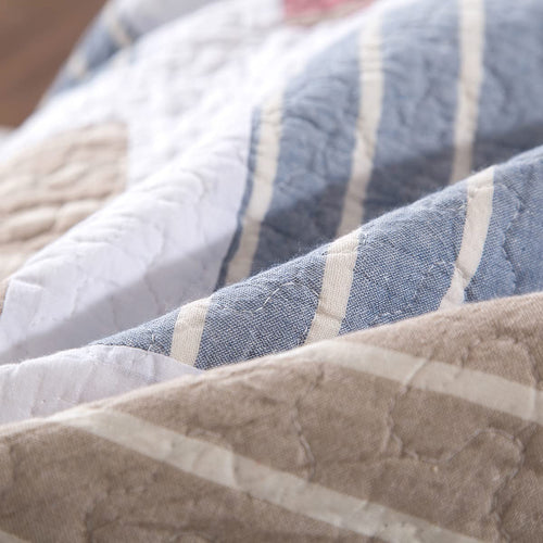 3-Piece Reversible Cotton Patchwork Quilt & Coverlet Set