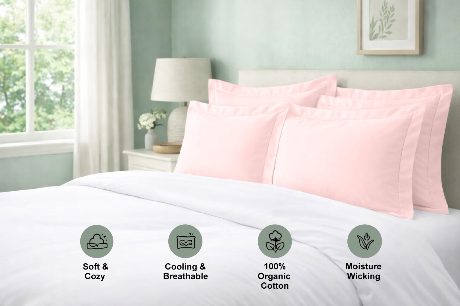 600 Thread Count Cotton Euro Pillow Shams Set of 2