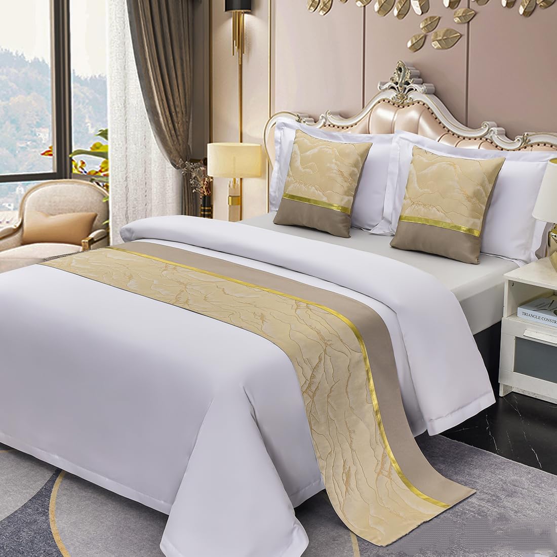 Soft Silver Queen Bed Runner Scarf for Hotel-Style Decor