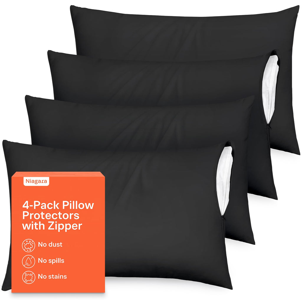 Soft Microfiber Zippered Pillow Protector Cover