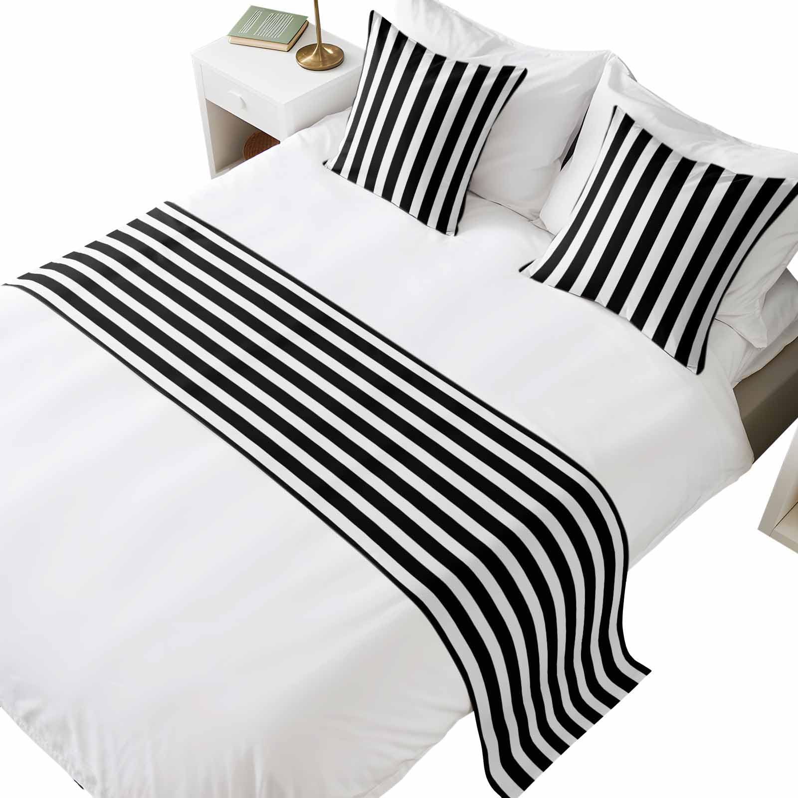 Coastal Blue Wave Bed Runner Scarf with Pillow Covers