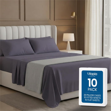 Bulk 10-Pack Queen 4-Piece Hotel Bed Sheet Sets