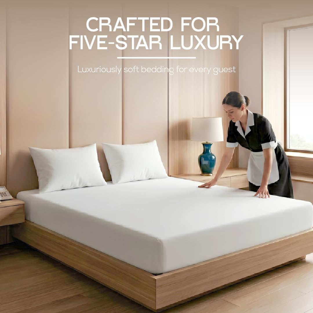 Bulk 20-Pack Queen Hotel Fitted Bed Sheets in White