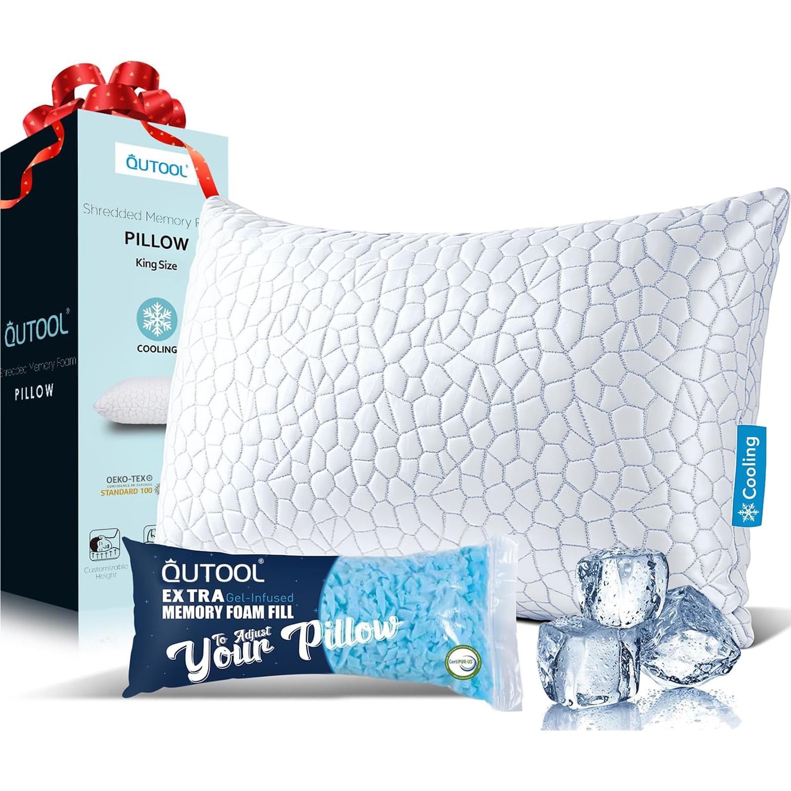 Cooling Shredded Memory Foam Pillow for Comfortable Sleep