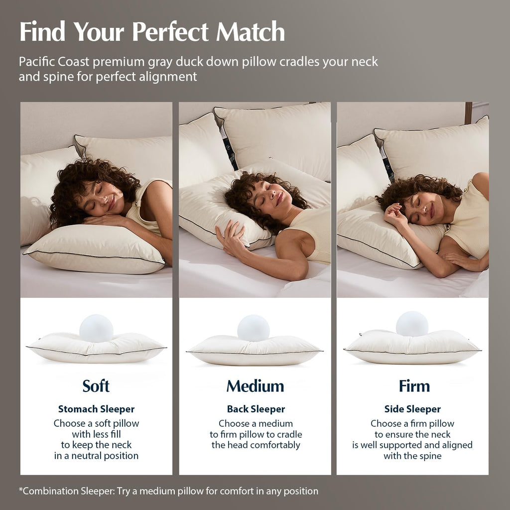 Luxury Down Bed Pillow with Organic Cotton Shell, 650 Fill Power