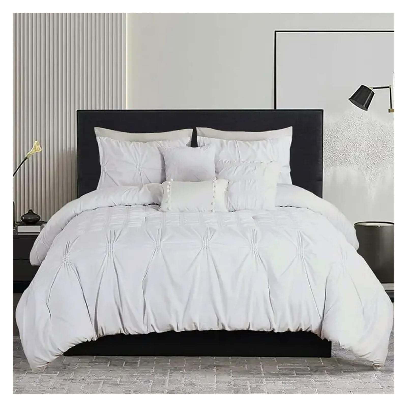 Queen White Bed-in-a-Bag Comforter Bedding Set