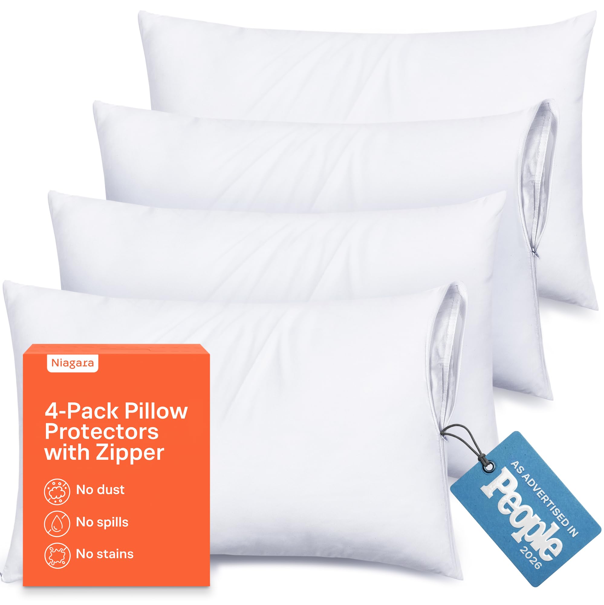 Soft Microfiber Zippered Pillow Protector Cover