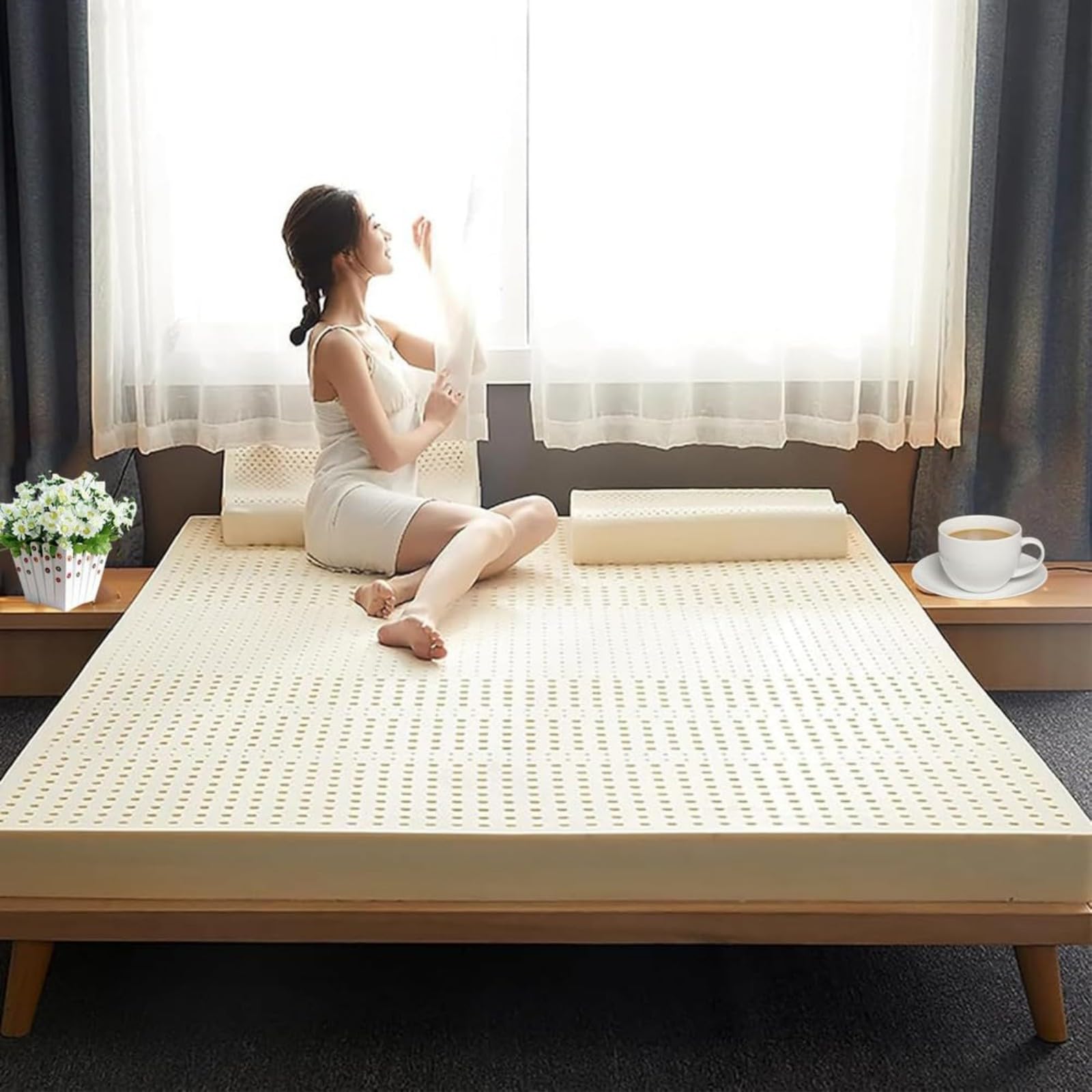 Breathable Natural Latex Mattress Topper for Pressure Relief