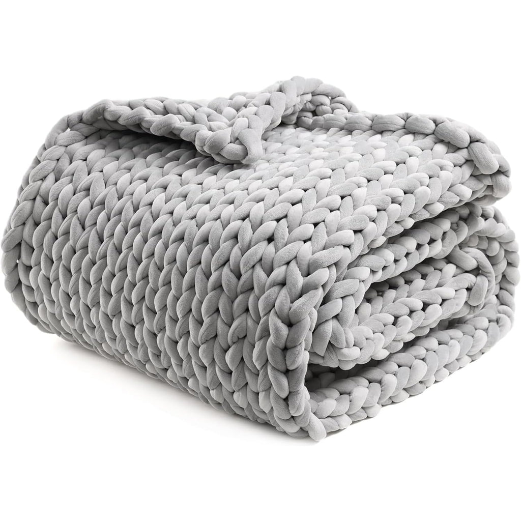 Chunky Knit Weighted Blanket with Breathable Cozy Design