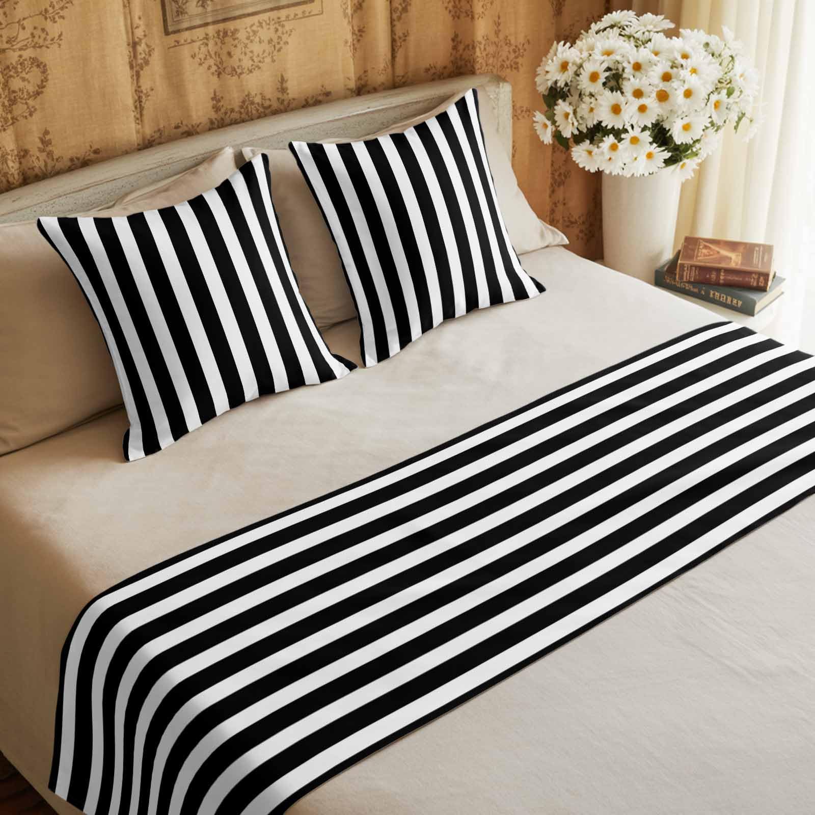 Coastal Blue Wave Bed Runner Scarf with Pillow Covers