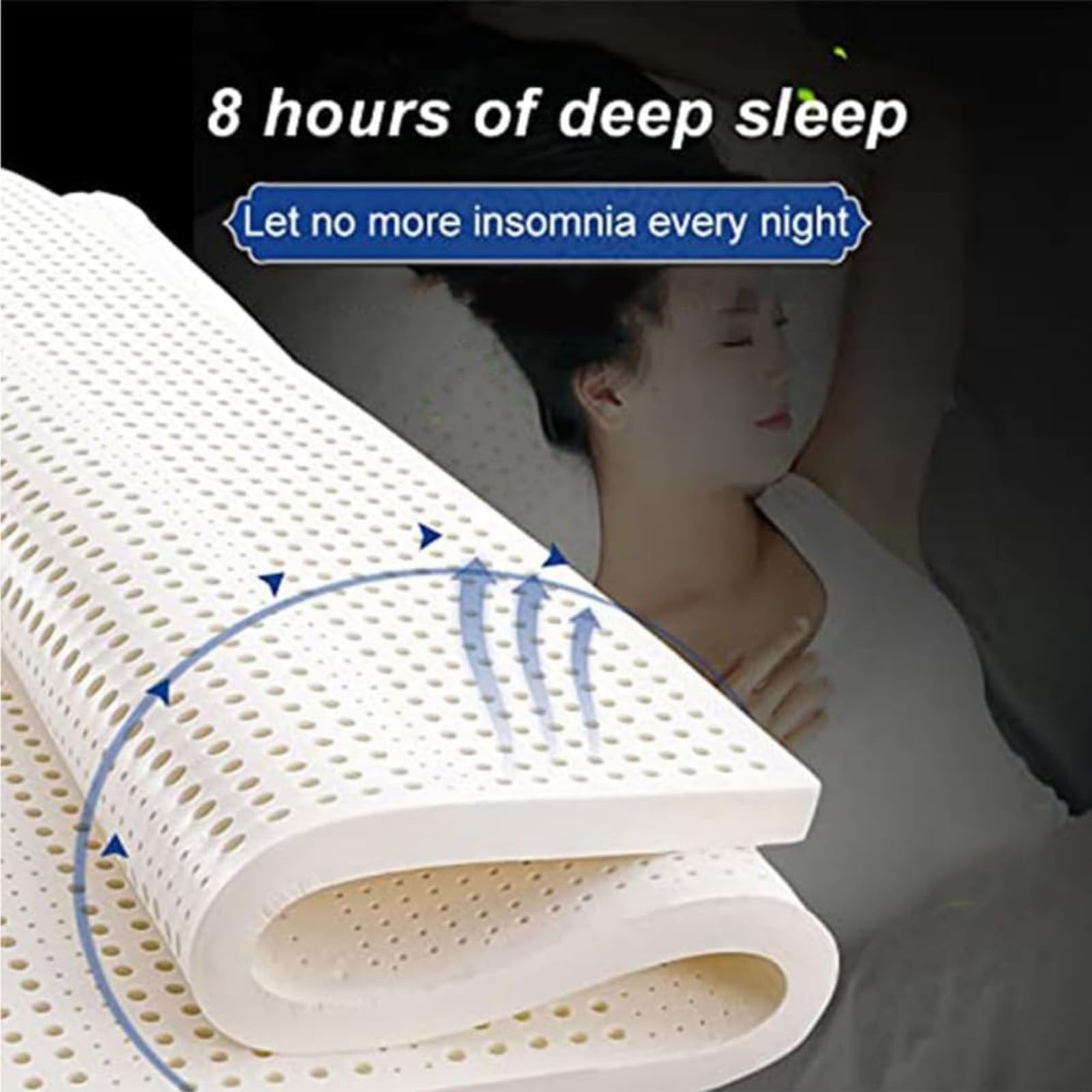 Breathable Natural Latex Mattress Topper for Pressure Relief