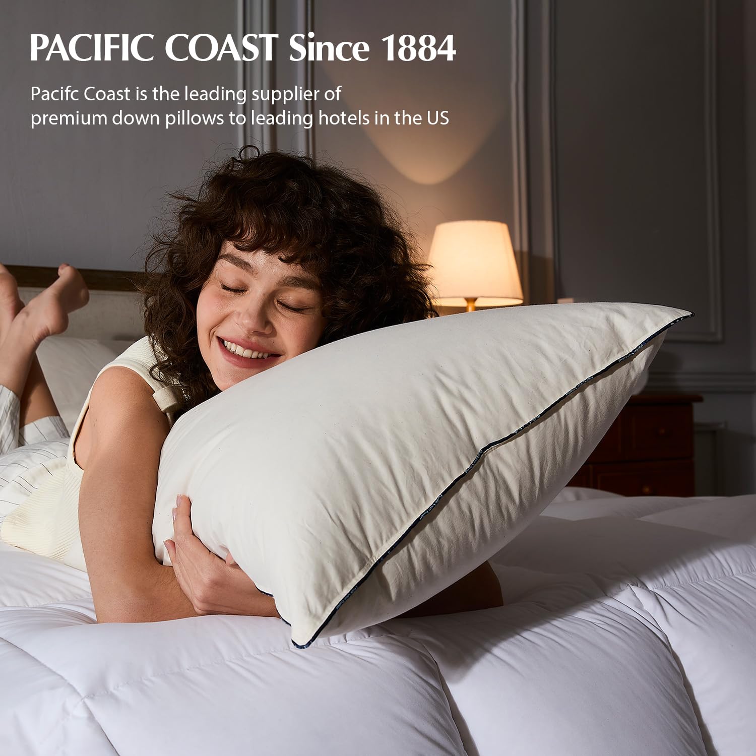 Luxury Down Bed Pillow with Organic Cotton Shell, 650 Fill Power
