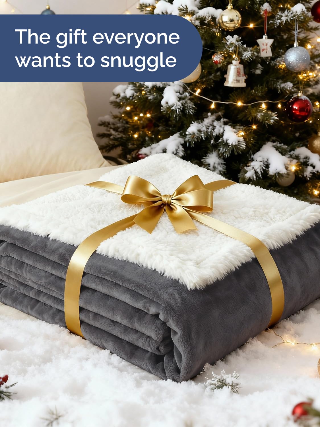 Reversible Sherpa Fleece Throw Blanket for Bed and Sofa