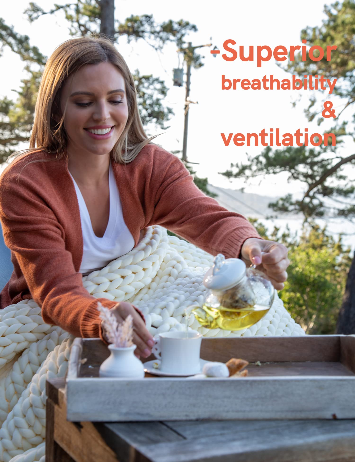 Chunky Knit Weighted Blanket with Breathable Cozy Design