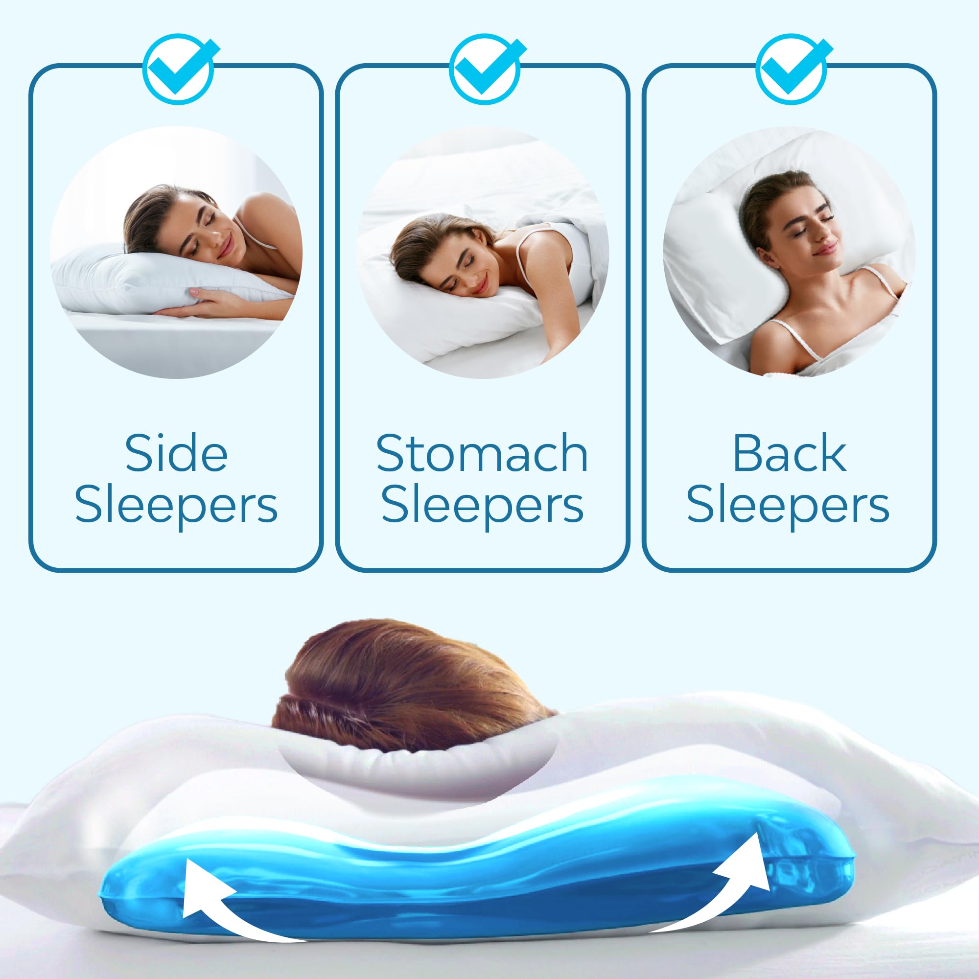 Cooling Gel Memory Foam Water Pillow for Neck Support