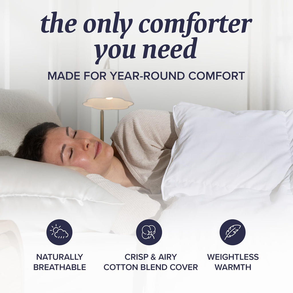All-Season Feather Down Comforter Duvet Insert with Baffle Box