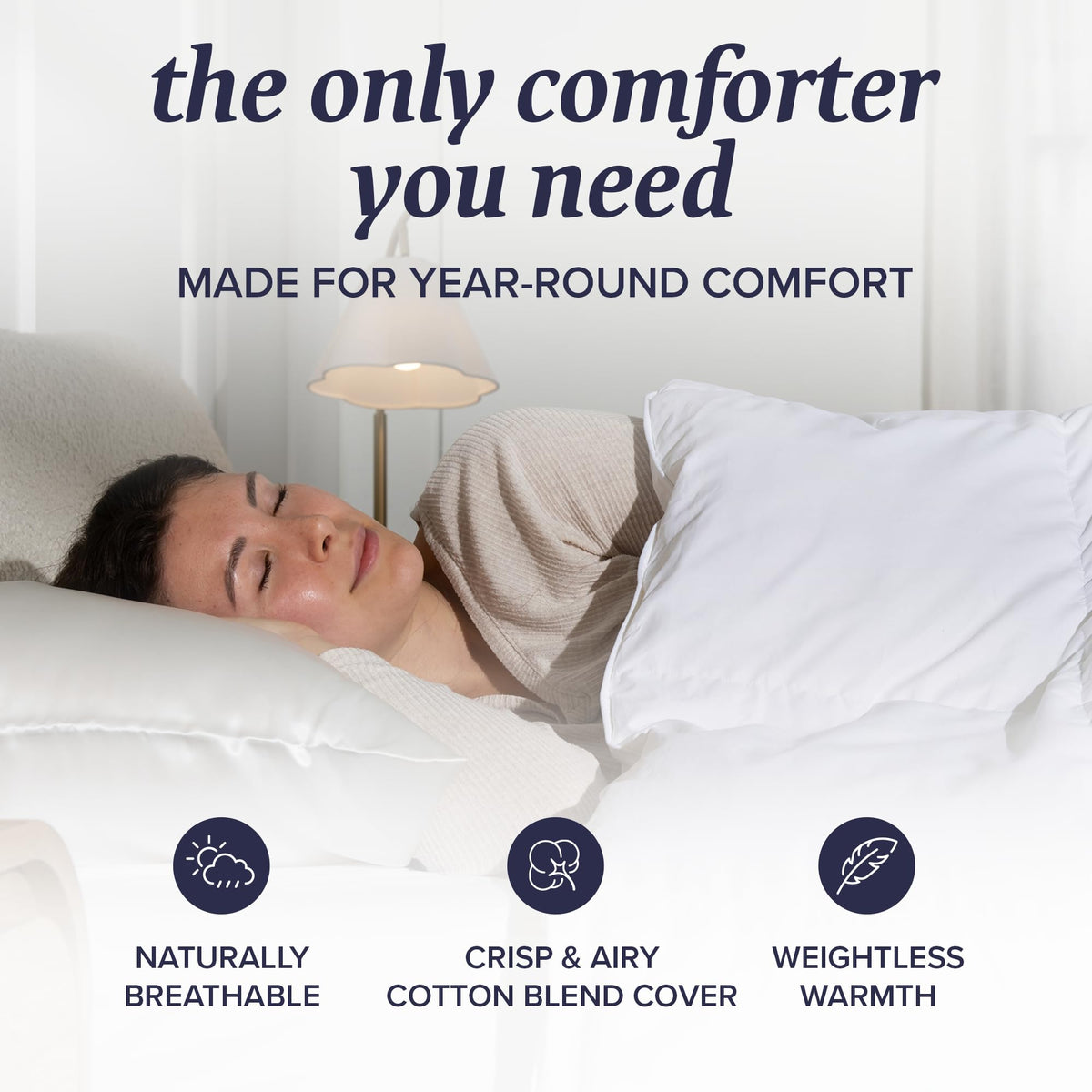 All-Season Feather Down Comforter Duvet Insert with Baffle Box