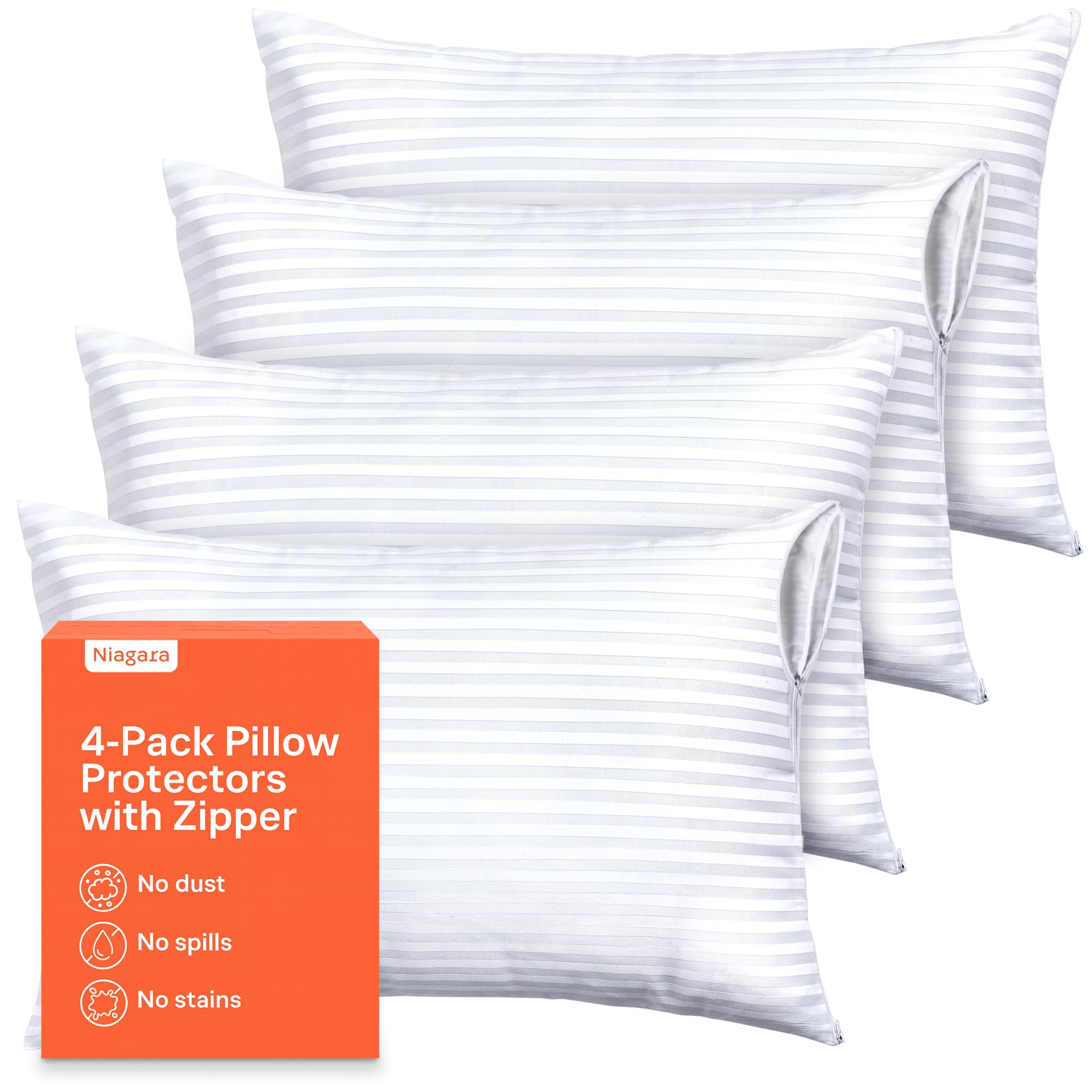 Soft Microfiber Zippered Pillow Protector Cover