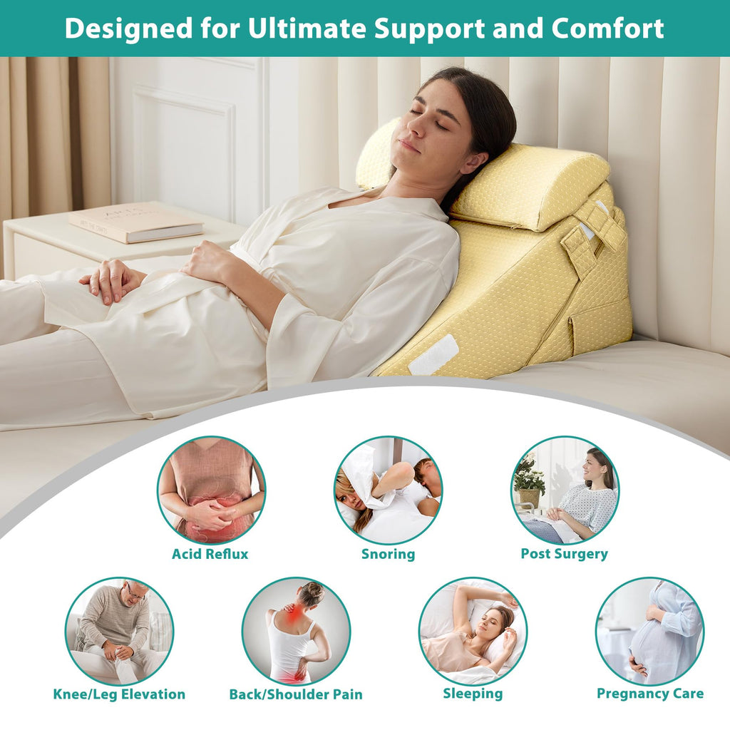 Adjustable Bed Wedge Pillow Set for Sleep and Back Support