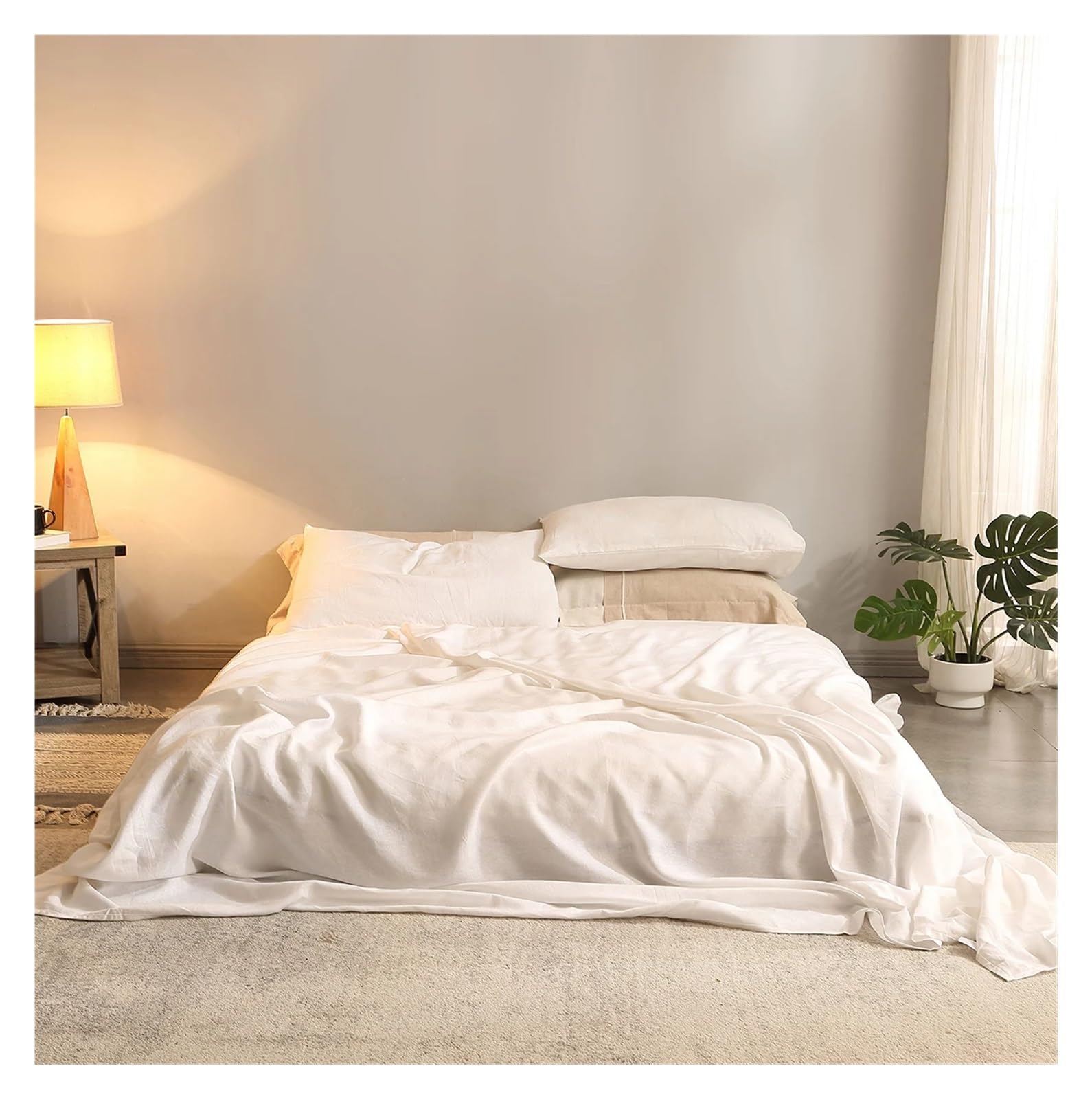 100% Flax Linen 4-Piece Deep Pocket Bed Sheet Set