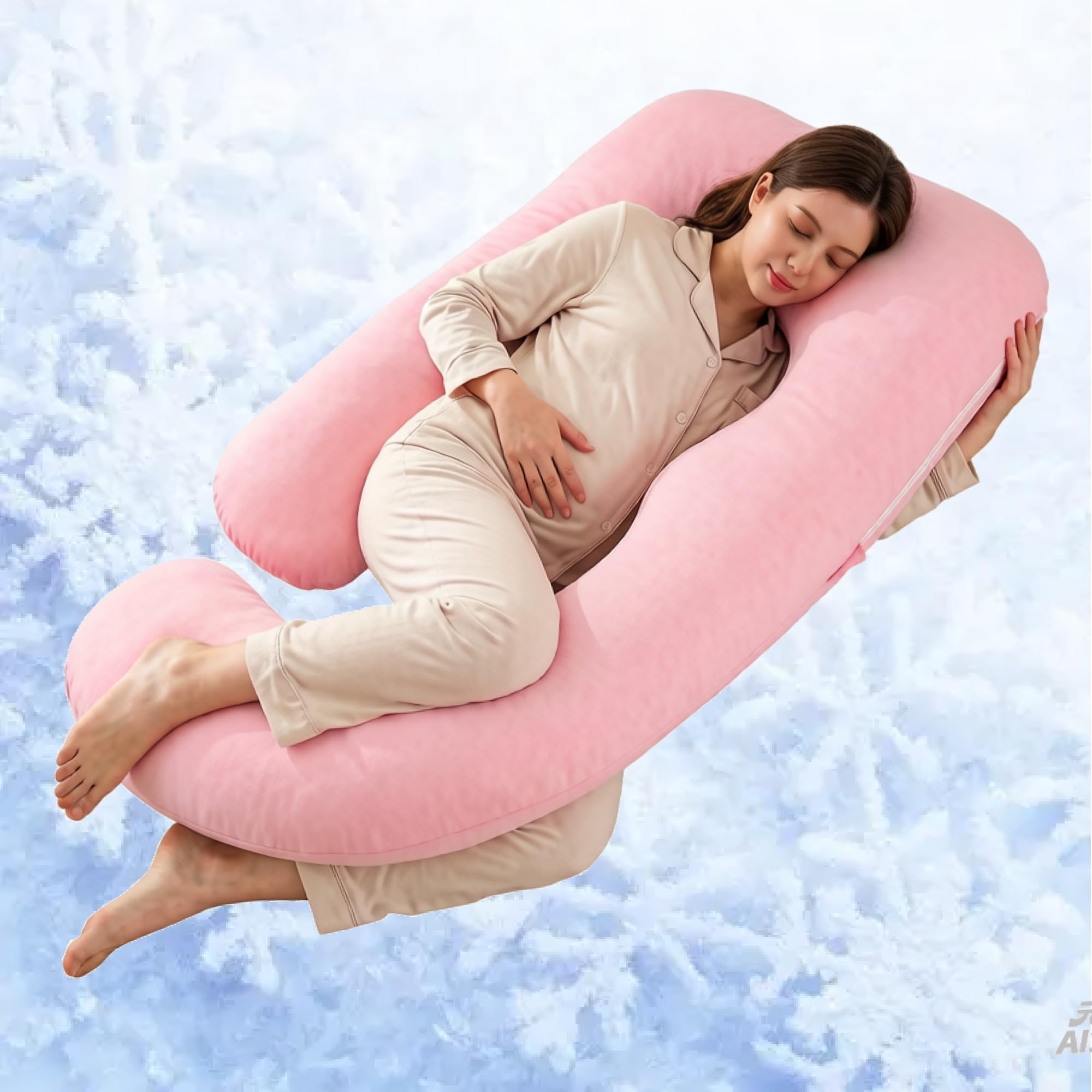 57-Inch Full Body Pregnancy Pillow with Velvet Cover