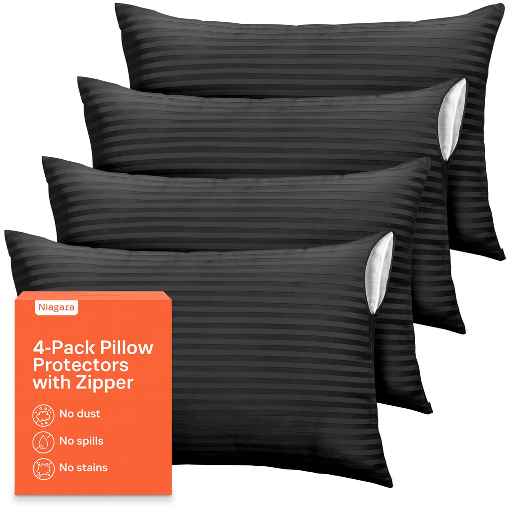 Soft Microfiber Zippered Pillow Protector Cover