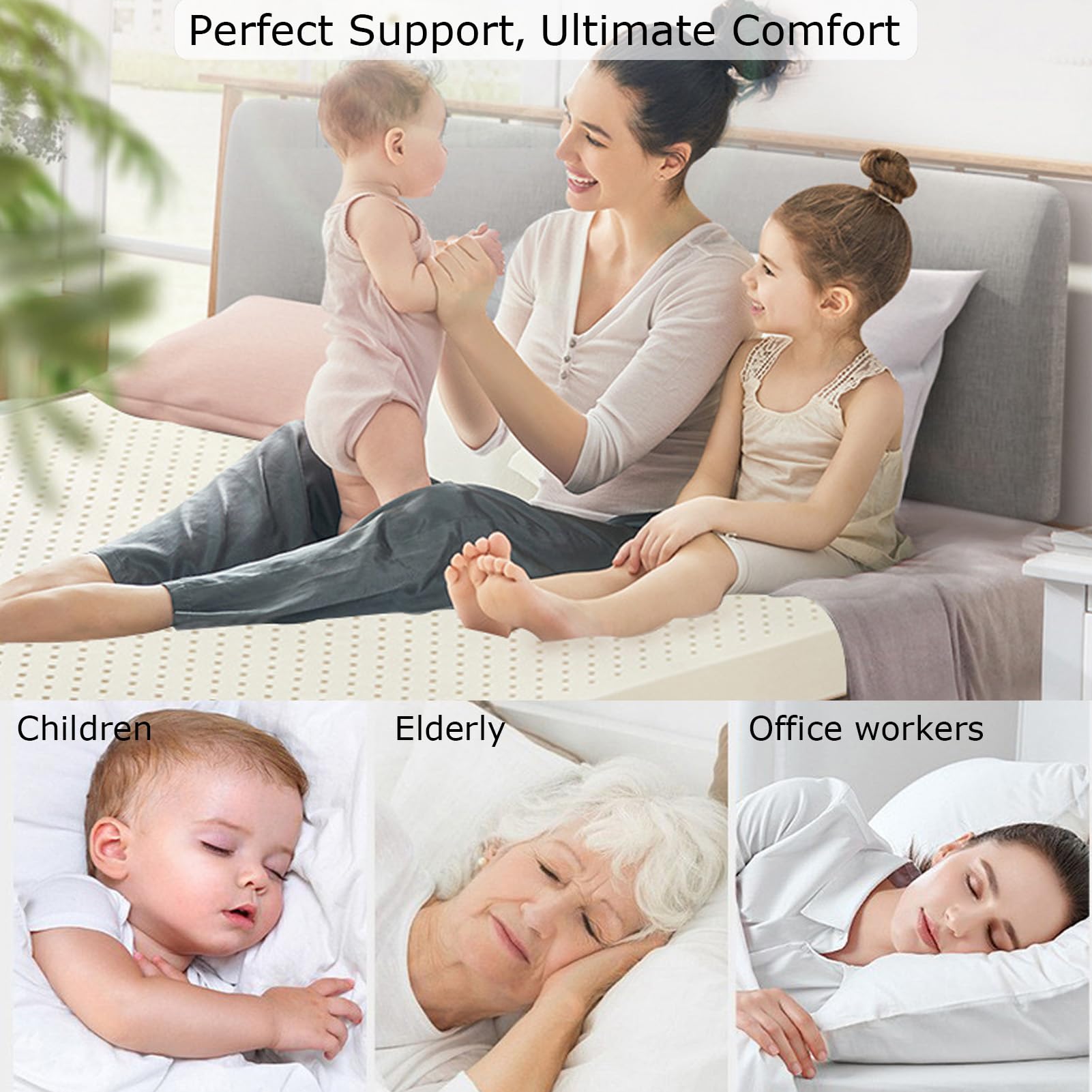 6-Inch Breathable Natural Latex Mattress Topper for Twin Beds