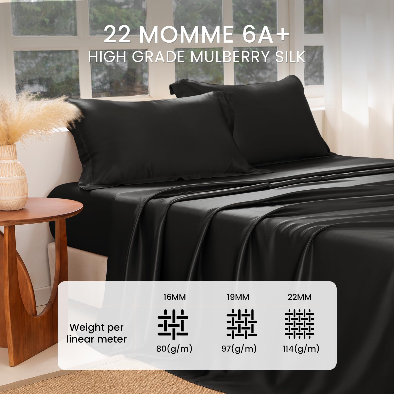 22 Momme 100% Mulberry Silk Luxury 4-Piece Sheet Set