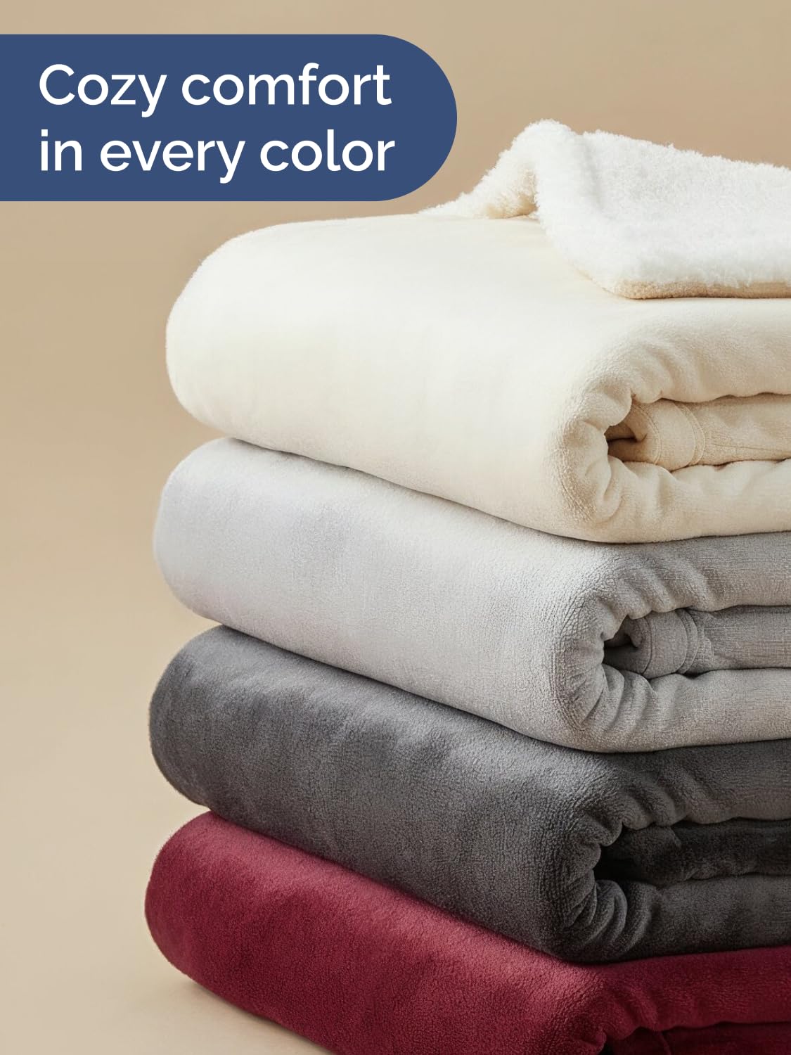 Reversible Sherpa Fleece Throw Blanket for Bed and Sofa